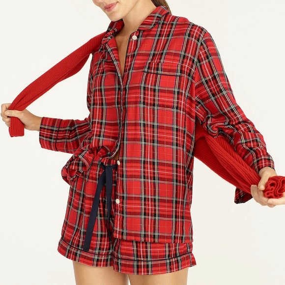 J. Crew Other - J CREW Good Tidings Plaid Flannel Pajama Short Set M $98